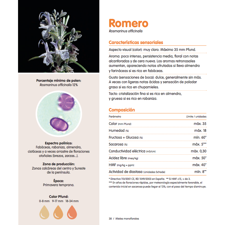 Características de la miel de romero